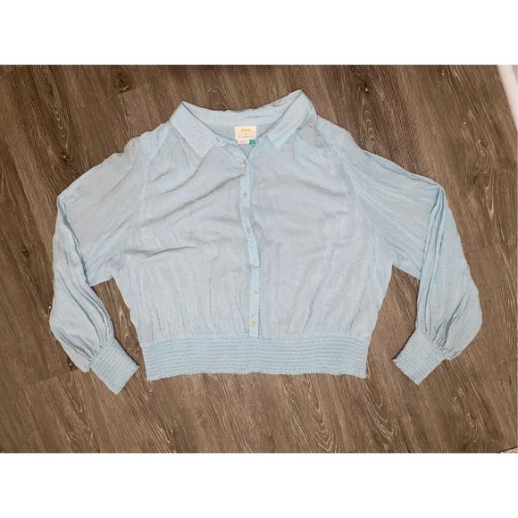 Anthropologie Maeve Fairfield Blouse Baby Blue Dot Blouse, Size 3X, MSRP $128 - Picture 3 of 9